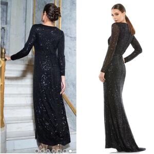 Dress the Population Black Sequin Full Length Gown